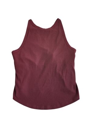 Outdoor Voices Ribbed Workout Tank Top Built In Bra Burgundy Wine Activewear L